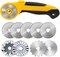 45mm Rotary Cutter with 9pcs Extra Blades Automatic Fabric Roller Cutter Perforator Crochet Edge Pinking Rotary Blades for Quilting, Sewing, Crafting